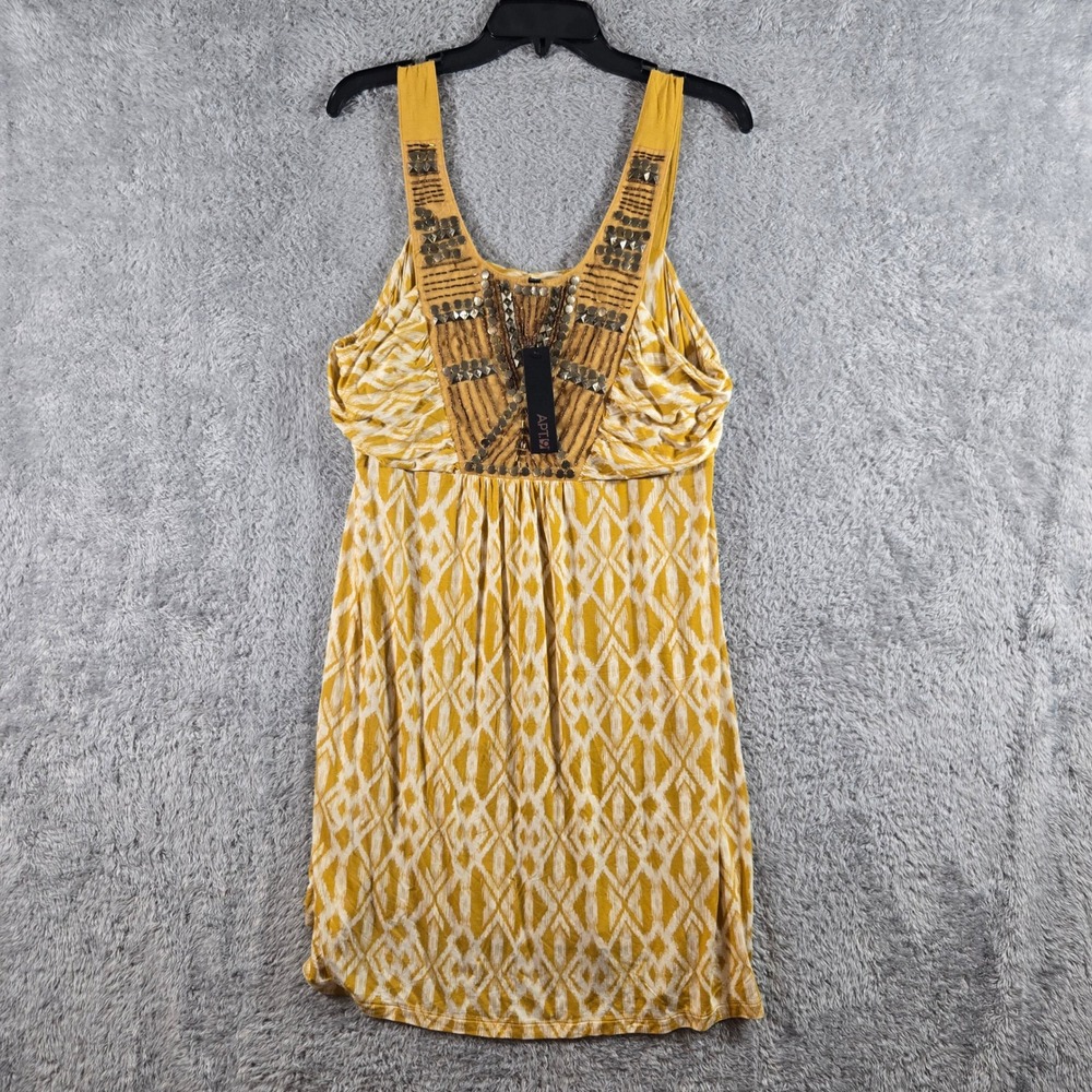 Apt 9 Womens Embellished Empire Waist Dress Xenia Gold Ikat Print NN32906PR L